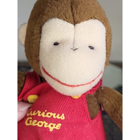Curious George Monkey 1990s vintage mini plush ape 5" red overalls - Picture 3 of 6